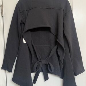 Free People Beach Charcoal Black Back Tie Sweat shirt w/open back. Size XS NWOT